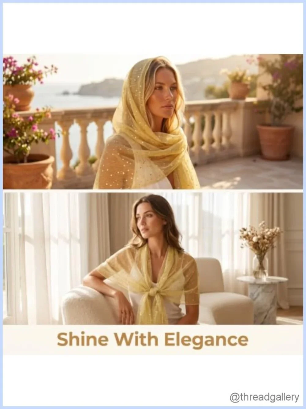 Sequin Mesh Scarf Sheer Long Fringe Wrap